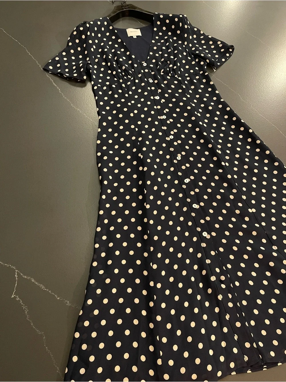 NEW Reformation Lise Midi Dress In Blue Dot Size 8 - Picture 6 of 14